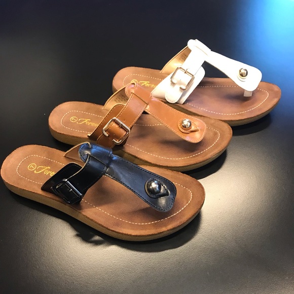 Comfy Tan Thong Buckle Sandals - Picture 2 of 4